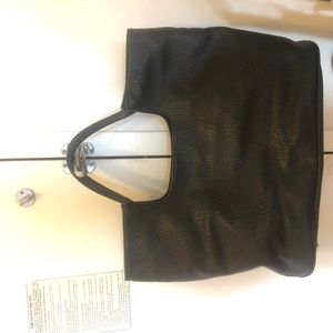 Black Faux Leather Tote Bag